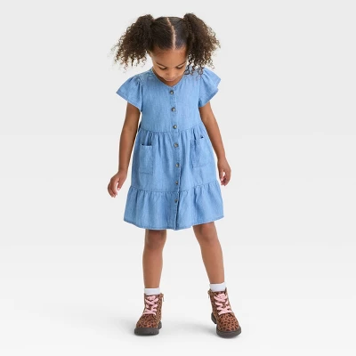 Toddler Girls' Denim Dress - Cat & Jack™ Blue 4 Toddler Girls' Denim Dress - Cat & Jack™ Blue - Image 2
