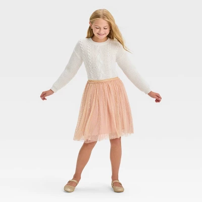 Girls' Embroidered Holiday Skirt - Cat & Jack™ Gold 4 Girls' Embroidered Holiday Skirt - Cat & Jack™ Gold - Image 2