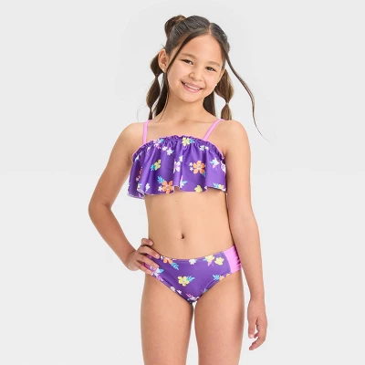 Girls' Simple Tropical Bikini Set - Cat & Jack™ Purple 5 Girls' Simple Tropical Bikini Set - Cat & Jack™ Purple - Image 3
