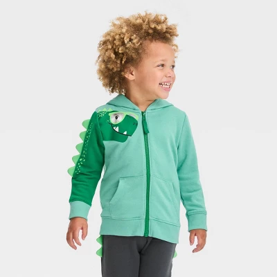 Toddler Boys' Dinosaur Printed French Terry Zip-Up Hoodie Sweatshirt - Cat & Jack™ Aqua Green 5 Toddler Boys' Dinosaur Printed French Terry Zip-Up Hoodie Sweatshirt - Cat & Jack™ Aqua Green - Image 3