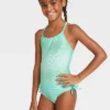Girls' Fancy Scales One Piece Swimsuit - Cat & Jack™️ Light Teal Green