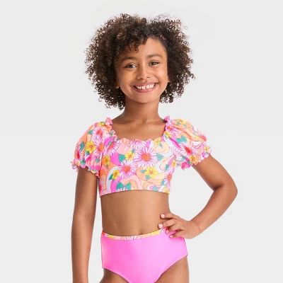Girls' Daisy Swirls Bikini Set - Cat & Jack™ Pink 5 Girls' Daisy Swirls Bikini Set - Cat & Jack™ Pink - Image 3
