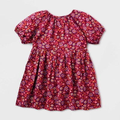 Toddler Girls' Adaptive Short Sleeve Woven Dress - Cat & Jack™ Burgundy 3 Toddler Girls' Adaptive Short Sleeve Woven Dress - Cat & Jack™ Burgundy
