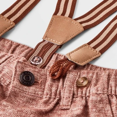 Baby Boys' Jaspe Flannel Suspender Set - Cat & Jack™ Cream 5 Baby Boys' Jaspe Flannel Suspender Set - Cat & Jack™ Cream - Image 3