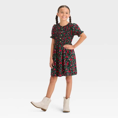 Girls' Short Sleeve Woven Dress - Cat & Jack™ 4 Girls' Short Sleeve Woven Dress - Cat & Jack™ - Image 2