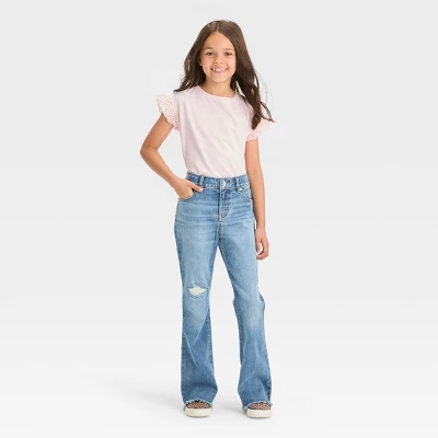 Girls' Mid-Rise Flare Jeans - Cat & Jack™ 4 Girls' Mid-Rise Flare Jeans - Cat & Jack™ - Image 2