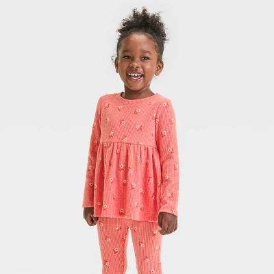 Toddler Girls' Floral Shirt - Cat & Jack™ Orange 5 Toddler Girls' Floral Shirt - Cat & Jack™ Orange - Image 3