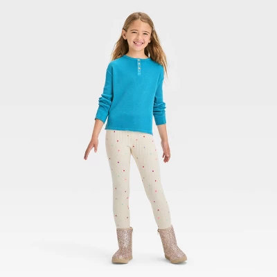 Girls' Long Sleeve Waffle Henley Shirt - Cat & Jack™ 4 Girls' Long Sleeve Waffle Henley Shirt - Cat & Jack™ - Image 2