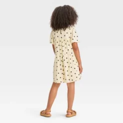 Girls' Short Sleeve Woven Dress - Cat & Jack⢠Ivory Dot