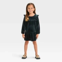 Toddler Girls' Solid A-Line Long Sleeve Dress - Cat & Jack™ Black -CAT and JACK Store GUEST e6a35c6c 0040 4131 8c66 b6041ffd78d1