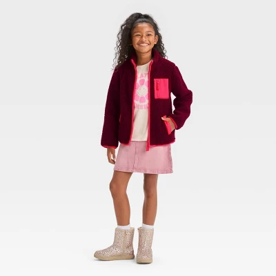 Girls' Faux Shearling Zip-Up Sweatshirt - Cat & Jack™ 4 Girls' Faux Shearling Zip-Up Sweatshirt - Cat & Jack™ - Image 2