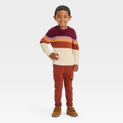 Toddler Boys' Colorblock Sweater - Cat & Jack™ Burgundy 4 Toddler Boys' Colorblock Sweater - Cat & Jack™ Burgundy - Image 2