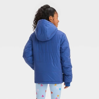 Girls' Solid Puffer Jacket - Cat & Jack™ 3 Girls' Solid Puffer Jacket - Cat & Jack™