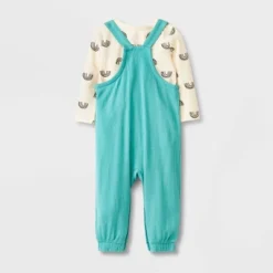 Baby 2pc Long Sleeve Bodysuit & Overalls Set - Cat & Jack⢠Mint Green