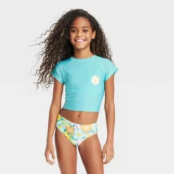 Girls' 3pc Spring Blooms Swimwear Set - Cat & Jack™ Light Aqua Blue -CAT and JACK Store GUEST ecb600e3 4a4b 4b6f af99 4cbfaa5eedf5