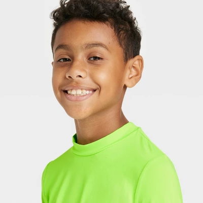 Boys' Solid Long Sleeve Rash Guard Swim Shirt - Cat & Jack™ Lime Green 4 Boys' Solid Long Sleeve Rash Guard Swim Shirt - Cat & Jack™ Lime Green - Image 2