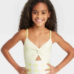 Girls' Gingham Check One Piece Swimsuit - Cat & Jack™ Green