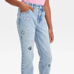 Girls' High-Rise Embroidered Ankle Straight Jeans - Cat & Jack™ Blue 8 Girls' High-Rise Embroidered Ankle Straight Jeans - Cat & Jack™ Blue -CAT and JACK Store GUEST f4a1dd48 0bc0 4a22 80ab bacfaebe92b0