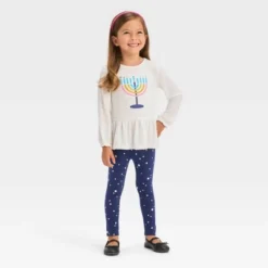 Toddler Girls' Menorah Long Sleeve Top & Star Leggings Set - Cat & Jack™ Cream -CAT and JACK Store GUEST f50583e7 211c 4fdb a5cc 90369f52860b