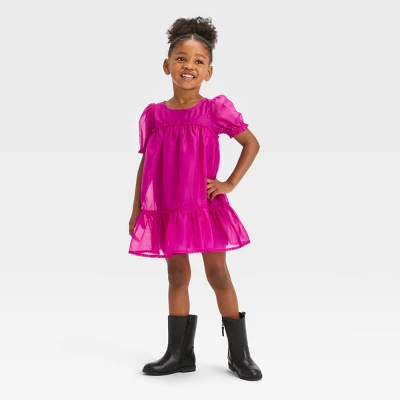 Toddler Girls' Dress - Cat & Jack™ Magenta Pink 4 Toddler Girls' Dress - Cat & Jack™ Magenta Pink - Image 2