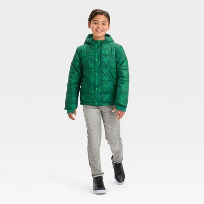Boys' Dinosaur Puffer Jacket - Cat & Jack™ Dark Green 4 Boys' Dinosaur Puffer Jacket - Cat & Jack™ Dark Green - Image 2